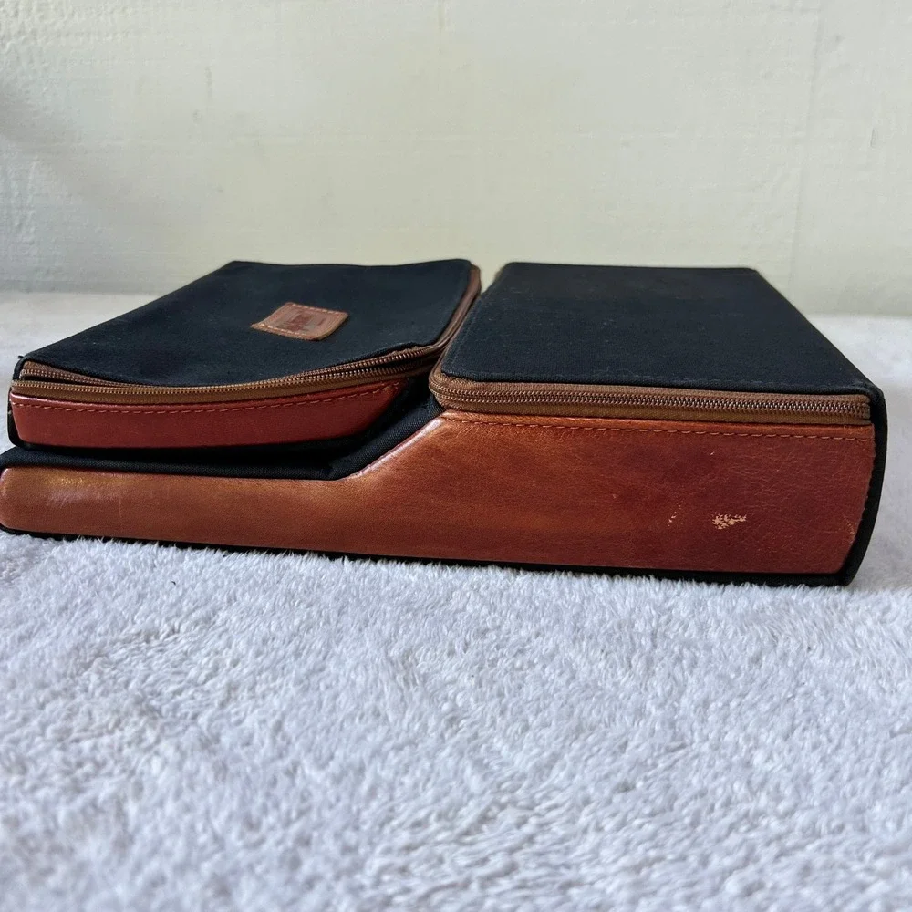 Stuffed Shirt Travel Organizer Set Black Canvas Leather Trim Made in England